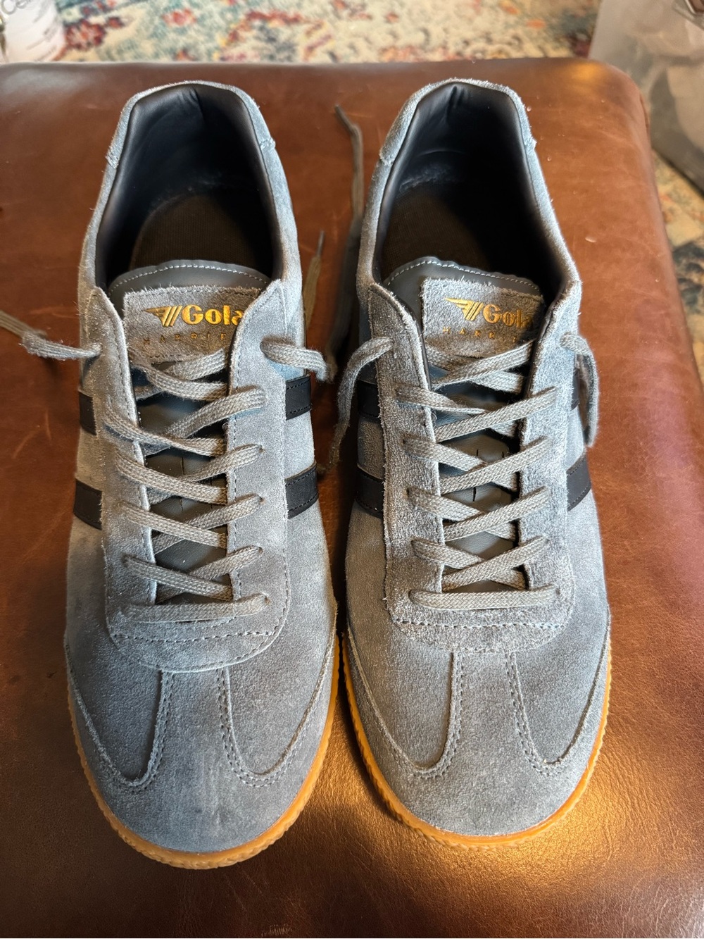Gola Classic Suede Trainer in Grey with Black Stripes Men’s Size 11